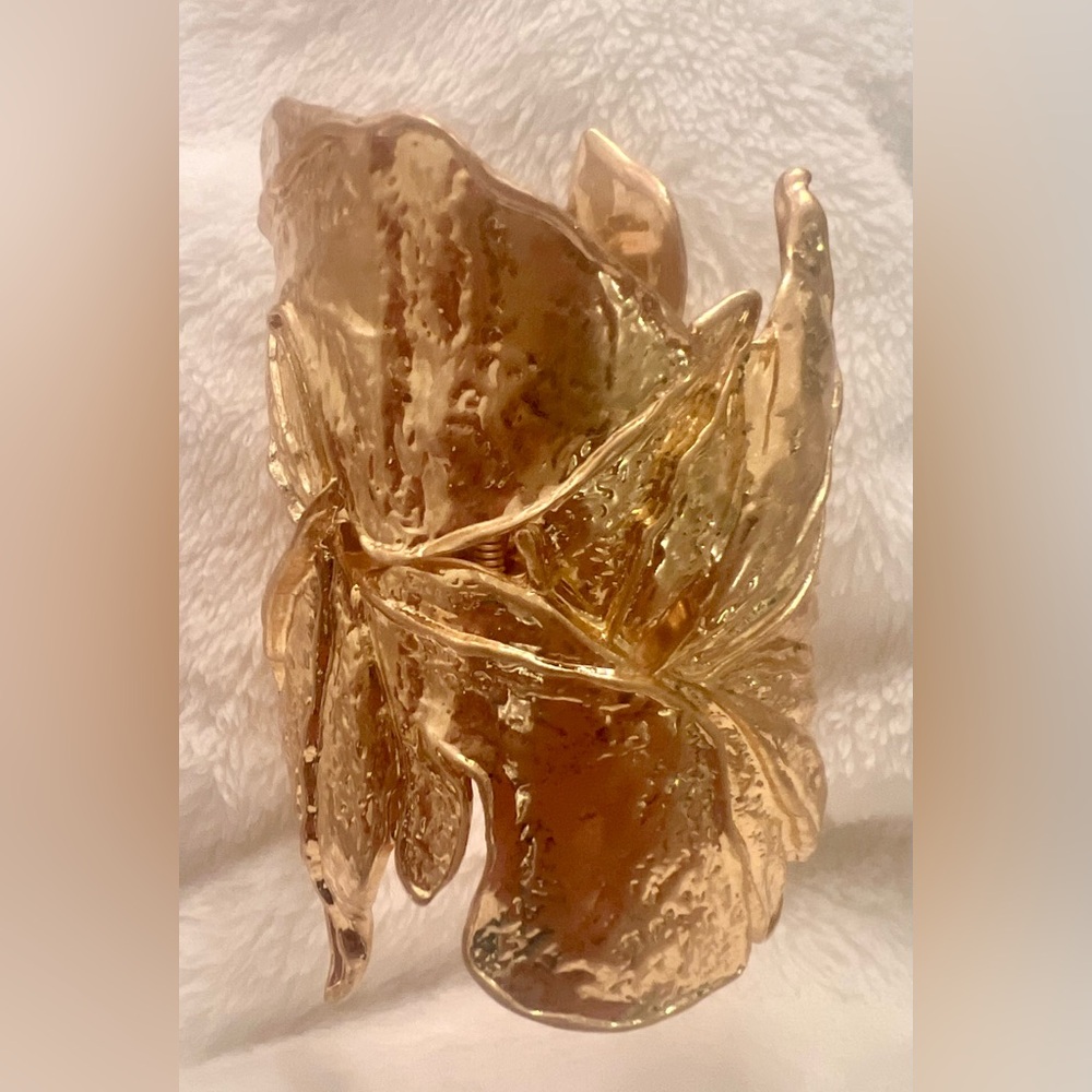 Gold Leaf Textured Cuff Bracelet